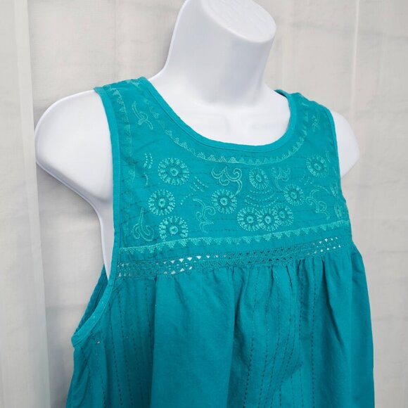 Falls Creek Blue Embroidered Tank Boho Hippie Festival Multiple Sizes - Picture 3 of 13